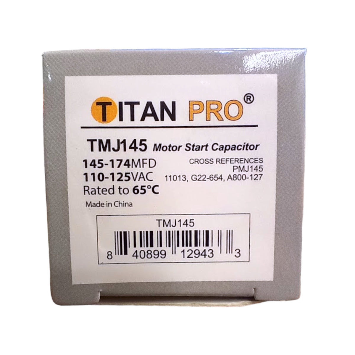 Titan Pro TMJ145 Motor Start Capacitor 145-174 MFD UF / 110-125 VAC