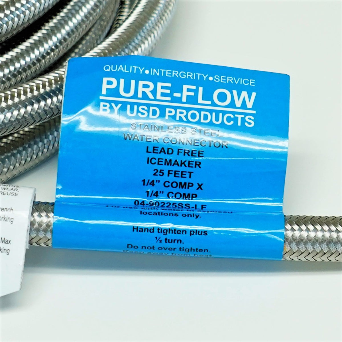 Ice Maker 25 FT Braided Stainless Steel Water Connector 1/4" x 1/4" Compression