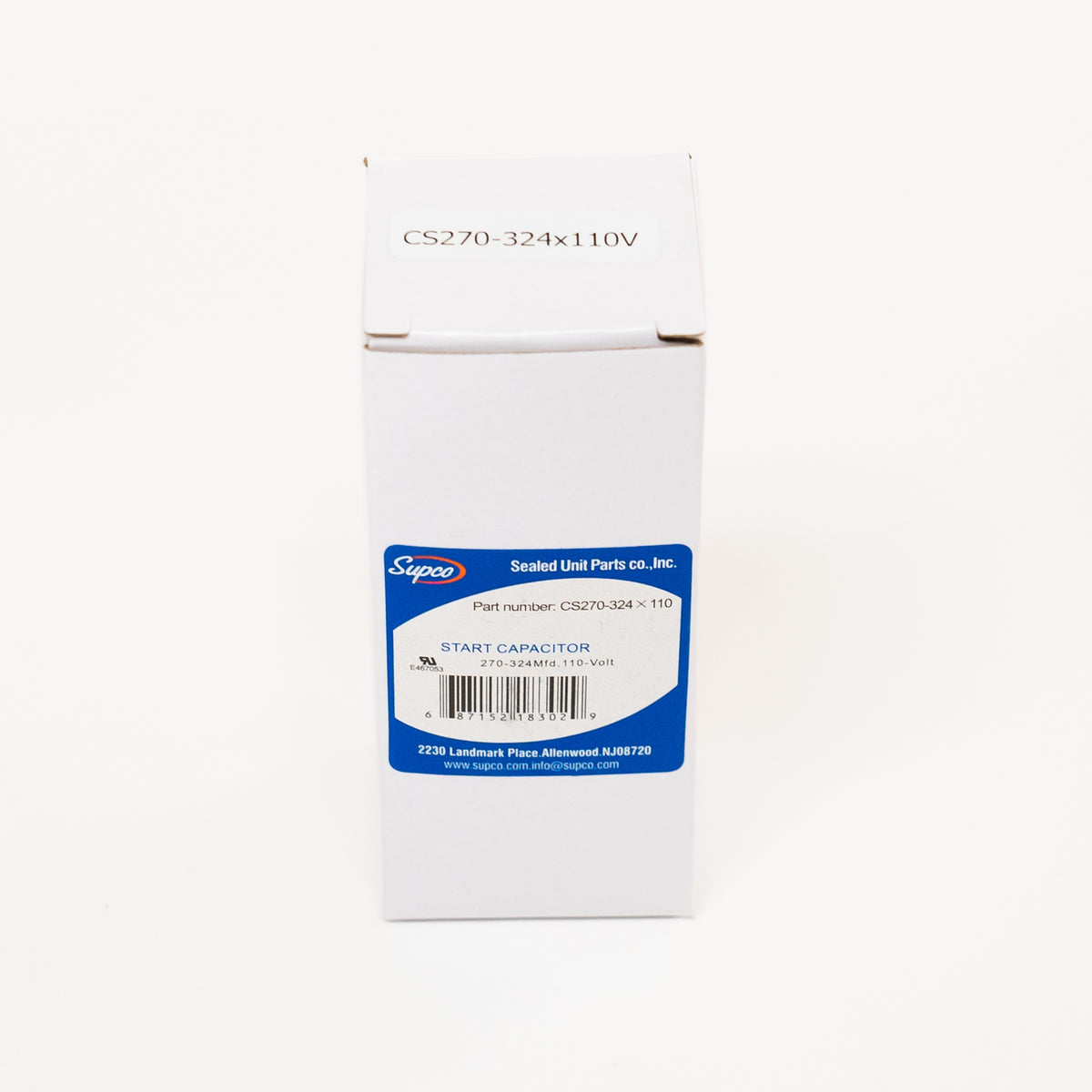 Supco Motor Start Capacitor 270-324 MFD UF / 110 VAC
