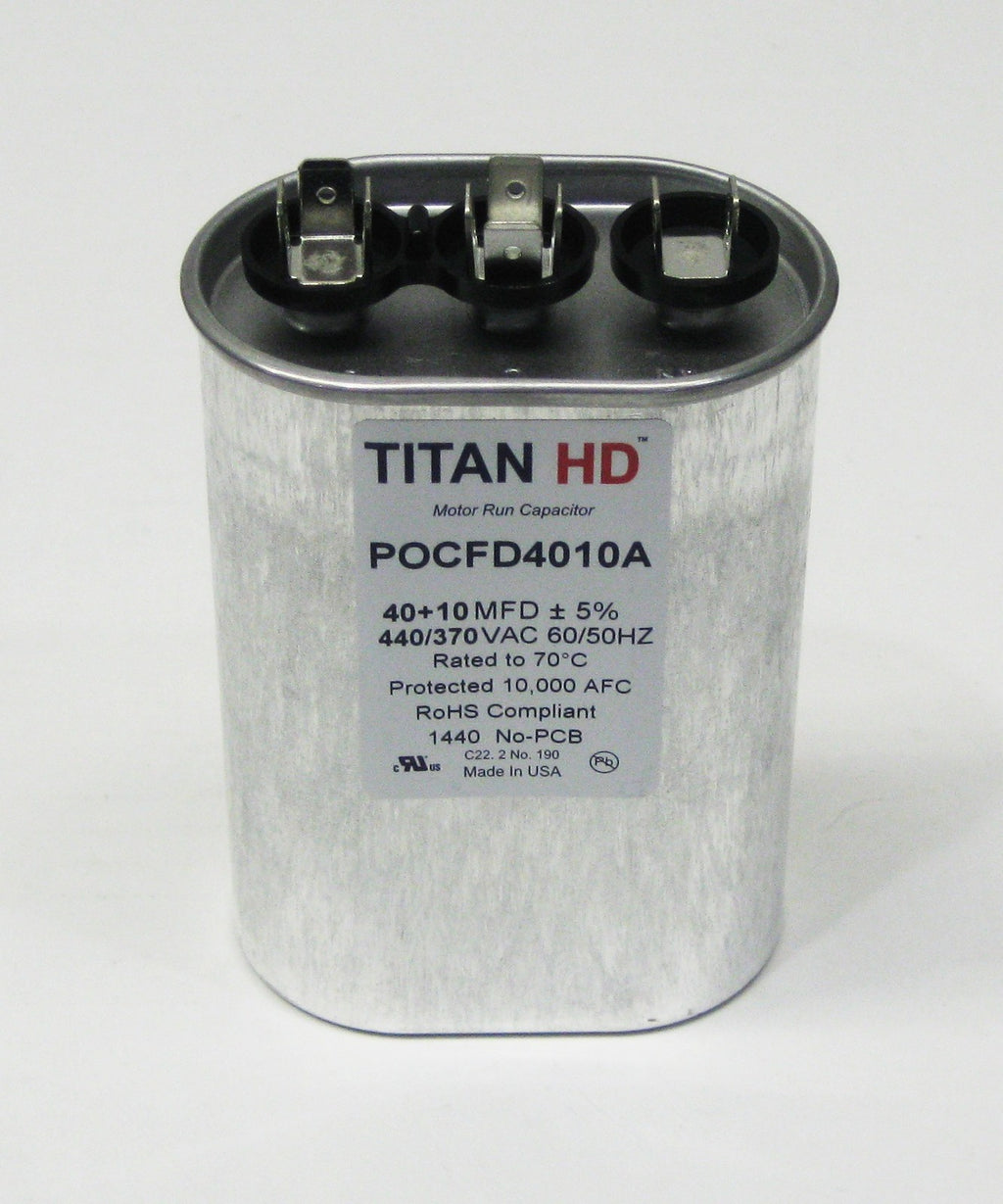 TitanHD POCFD4010A American-Made HVAC Dual Capacitor. 40/10 MFD/UF 440 Volts