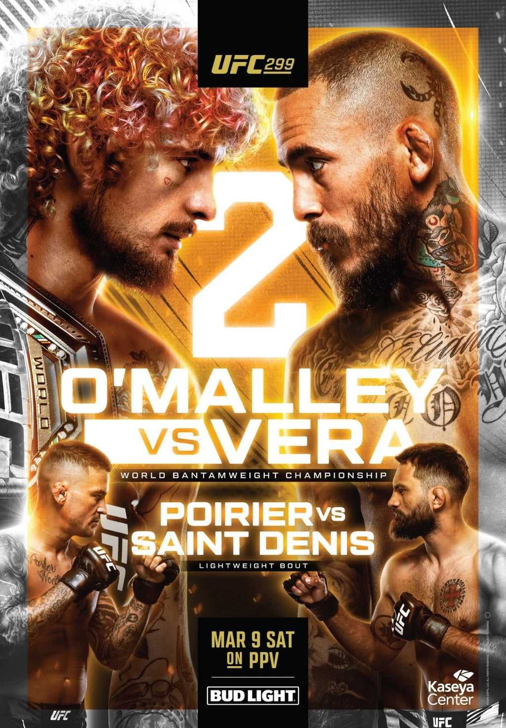 UFC 299 Sugar Sean O'Malley vs Marlon Vera Dustin Poirier 11x16 - Poster | Canvas Wall Art Print