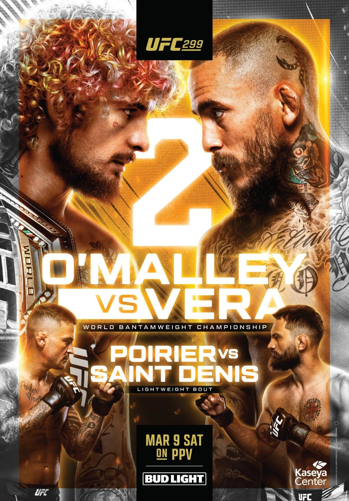 UFC 299 Sugar Sean O'Malley vs Marlon Vera Dustin Poirier 11x16 - Poster | Canvas Wall Art Print