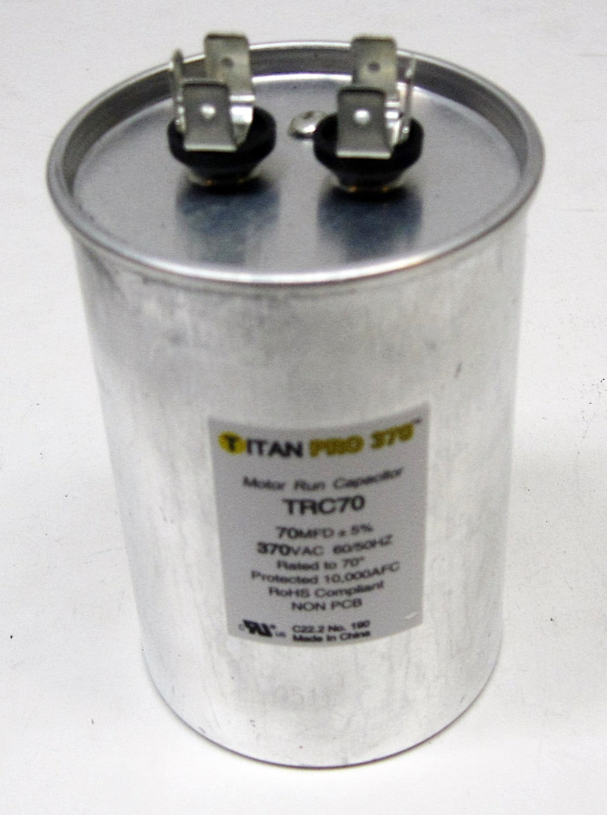TitanPro TRC70 HVAC Round Motor Run Capacitor. 70 MFD/UF 370 Volts