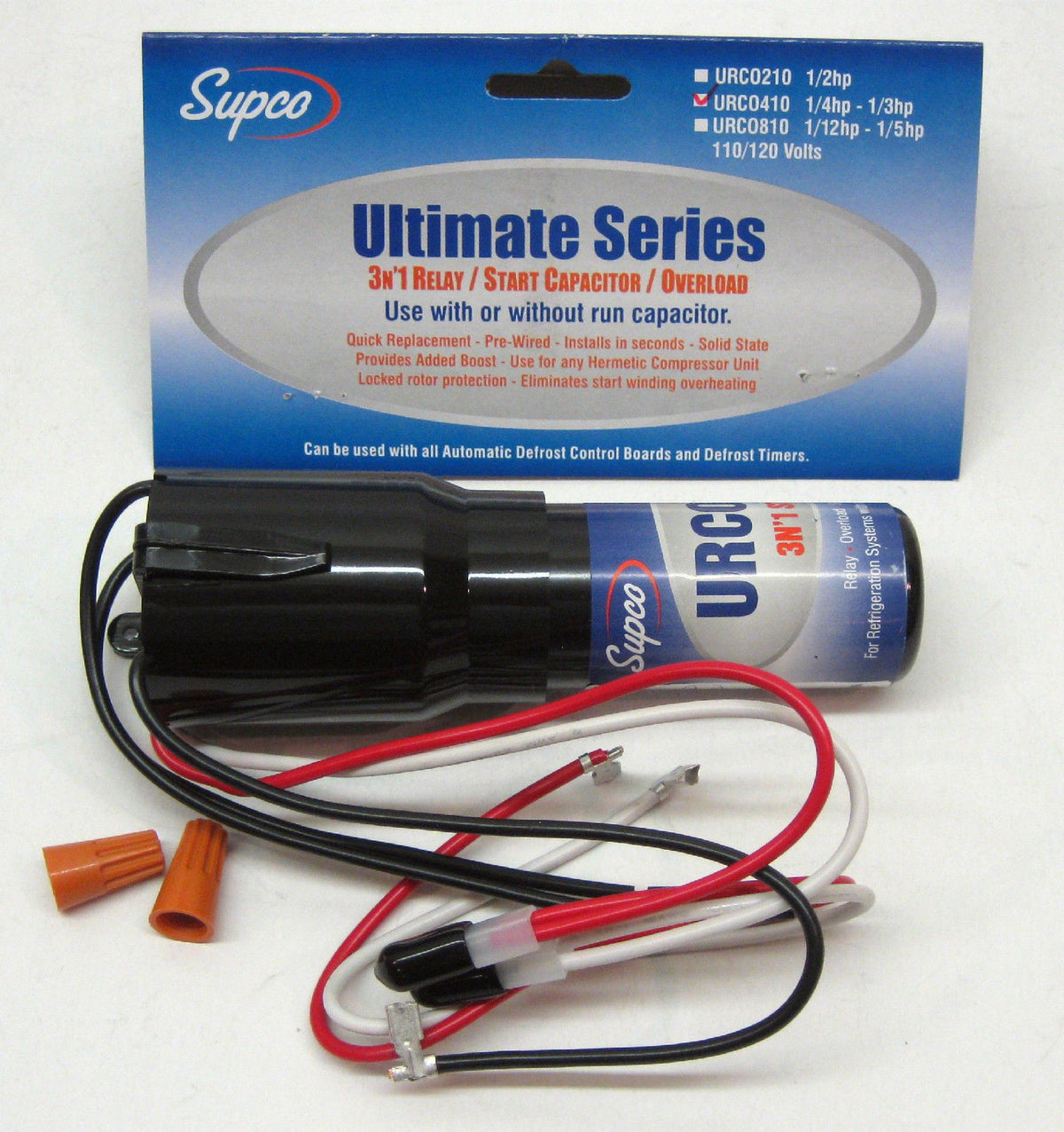 SUPCO Refrigerator Relay Overload Start Capacitor URC0410 1/4 1/3 HP 3 n' 1