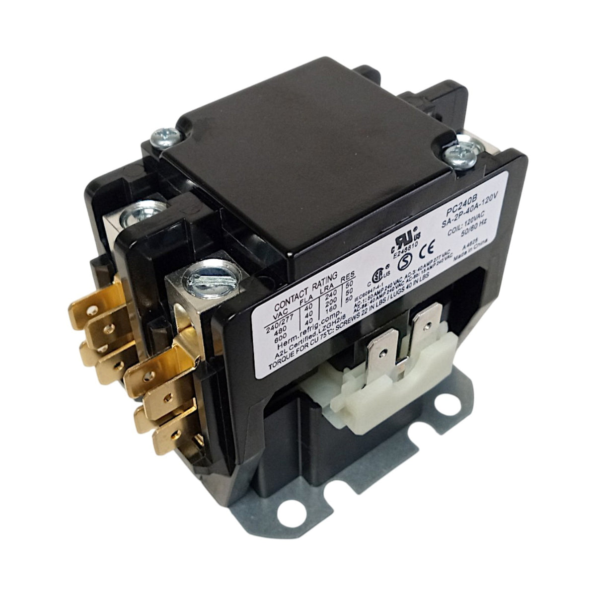 C240B Double Two 2 Pole 40 Amp 120 Volts A/C Contactor