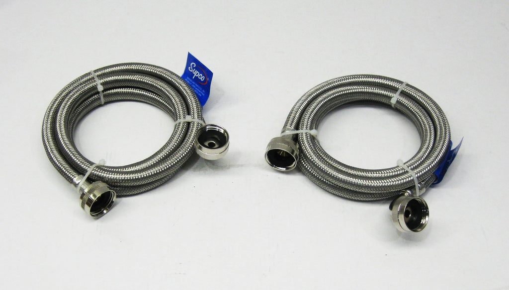 Stainless Steel Washing Machine 90 Degree 5' Set Inlet Fill Hoses with Washers