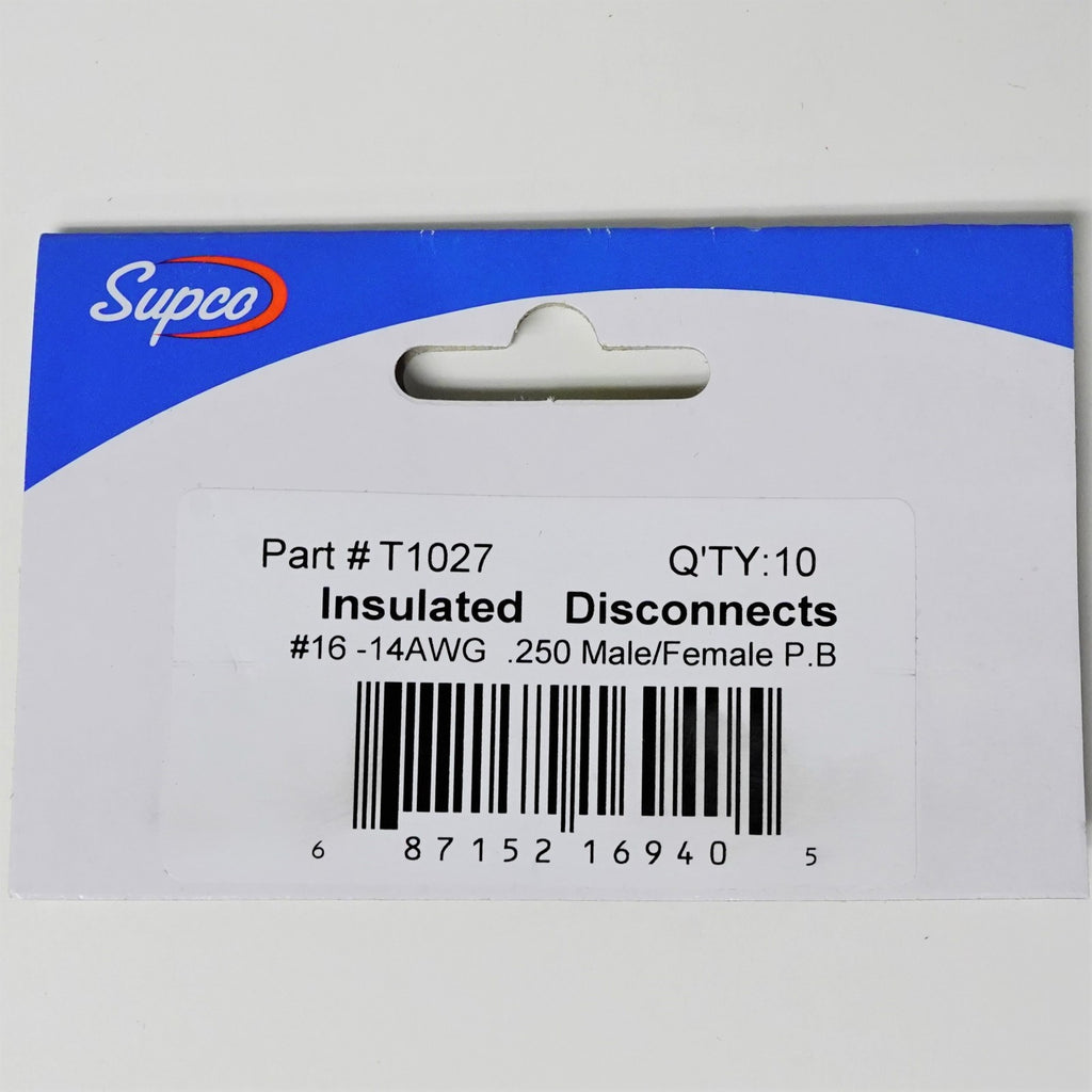 Supco T1027 Insulated Tab Adapter Piggy Back Slip On Terminal for 16-14 Wire