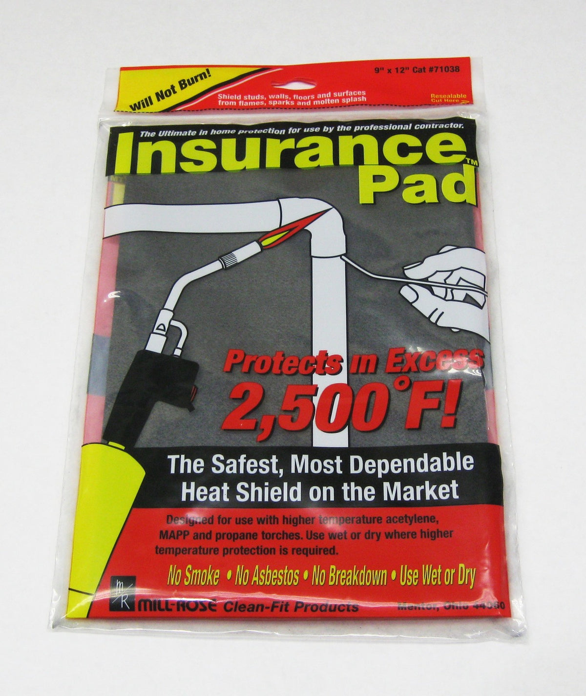 Heat Flame Shield Soldering Insurance Pad 9" x 12" Mill-Rose Clean Fit Products