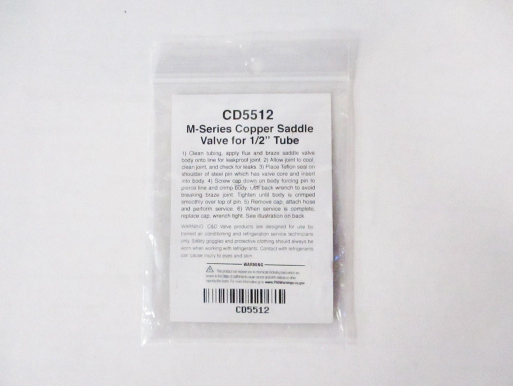 C&D Braze-On Self-Piercing Copper Saddle Valve for 1/2" Tube CD5512 Package of 4