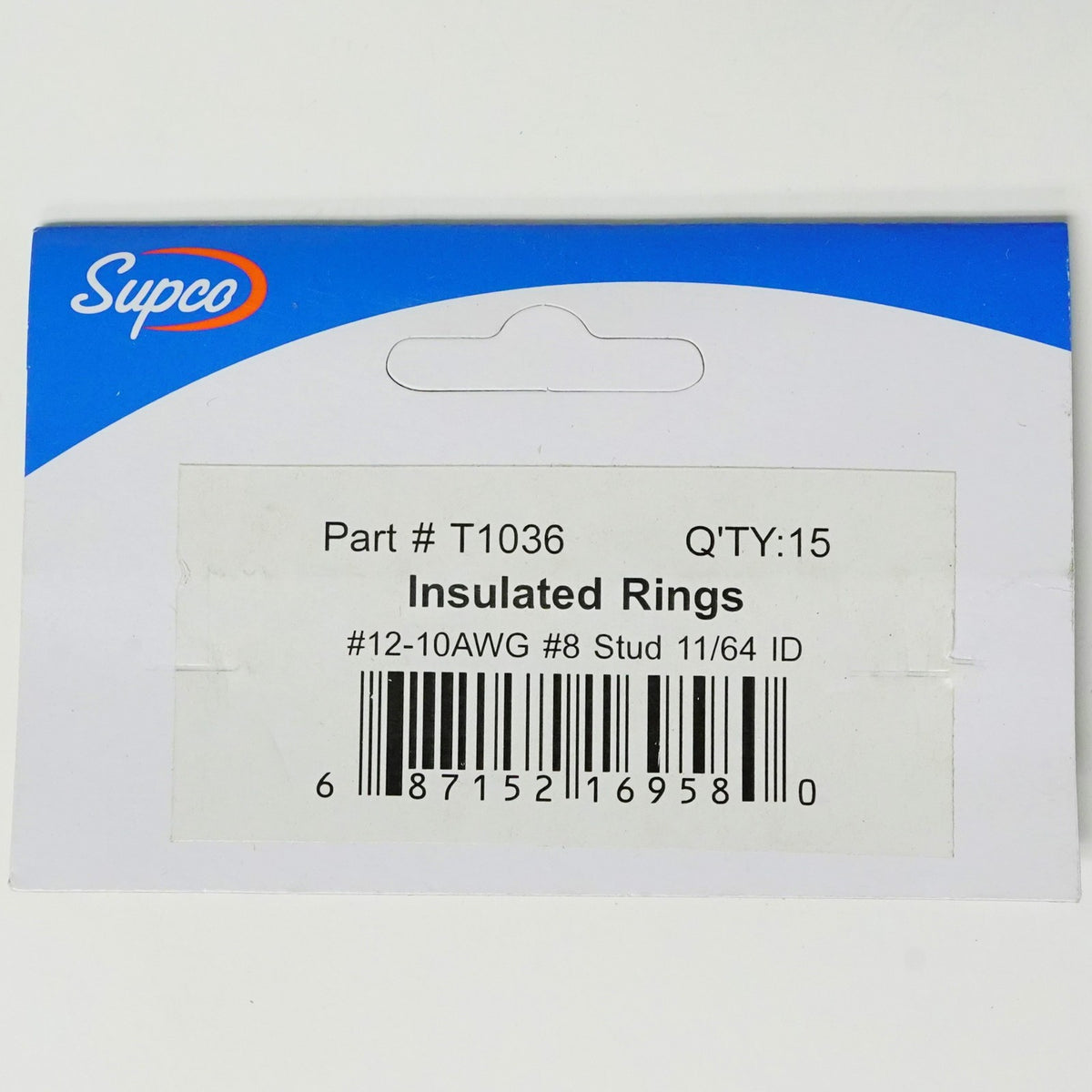 Supco T1036 Insulated Ring Terminal Connector Pack of 15 for 12-10 Wire #8 Stud