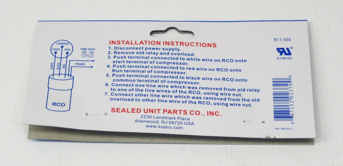 Supco RCO810 Refrigerator Relay Capacitor Overload RC0810 3-in-1 up to 1/5HP