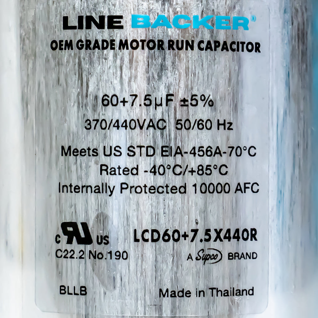 Supco Capacitor Round Dual Run 60 + 7.5 uf mfd 370/440 Volts for HVAC Motors