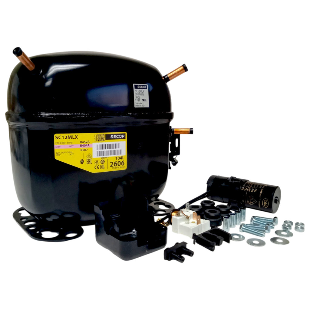 Secop SC12MLX.2 Secop Compressor R404A R507 1/2+HP 240V 4248 BTU/Hr. MBP