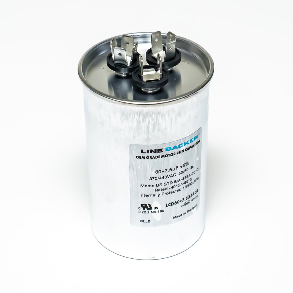 Supco Capacitor Round Dual Run 60 + 7.5 uf mfd 370/440 Volts for HVAC Motors