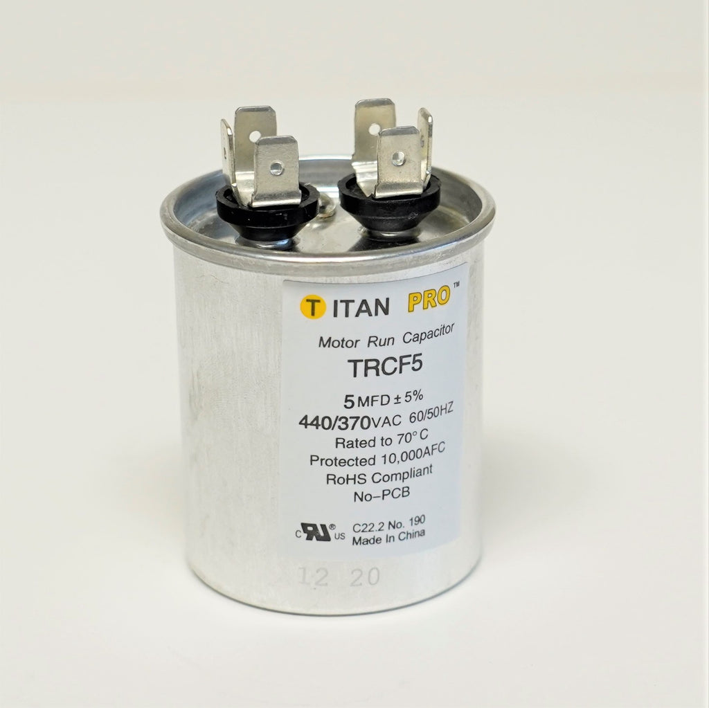 TitanPro TRCF5 HVAC Round Motor Run Capacitor. 5 MFD/UF 440/370 Volts