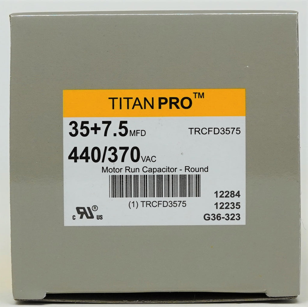 TitanPro TRCFD3575 HVAC Round Motor Run Capacitor. 35/7.5 MFD/UF 440/370 Volts
