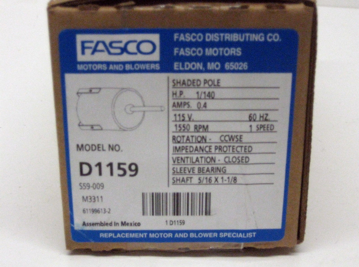 D1159 Fasco Bathroom Fan Vent Motor for 7163-1845 656 293A PV7896