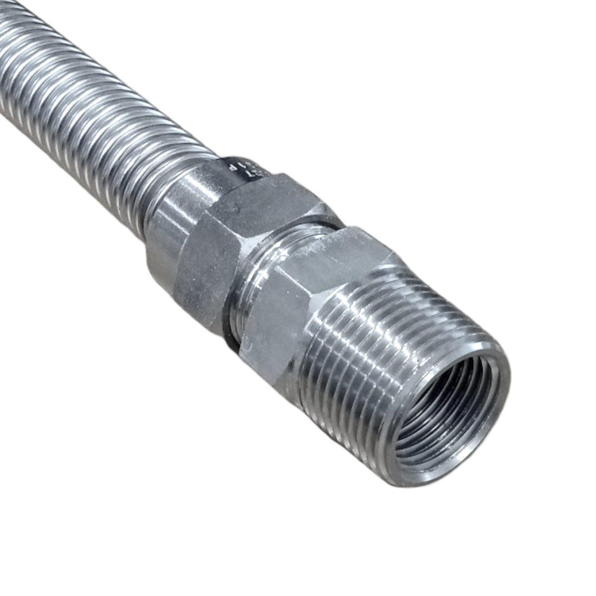 Range Oven Gas Flex Connector 5/8" OD Tube x 48" Long Fittings 3/4" MIP x 3/4"