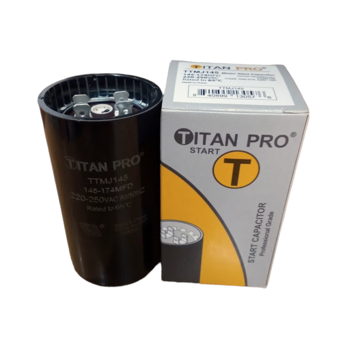 Titan Pro TTMJ145 Motor Start Capacitor 145-174 MFD UF / 220-250 VAC