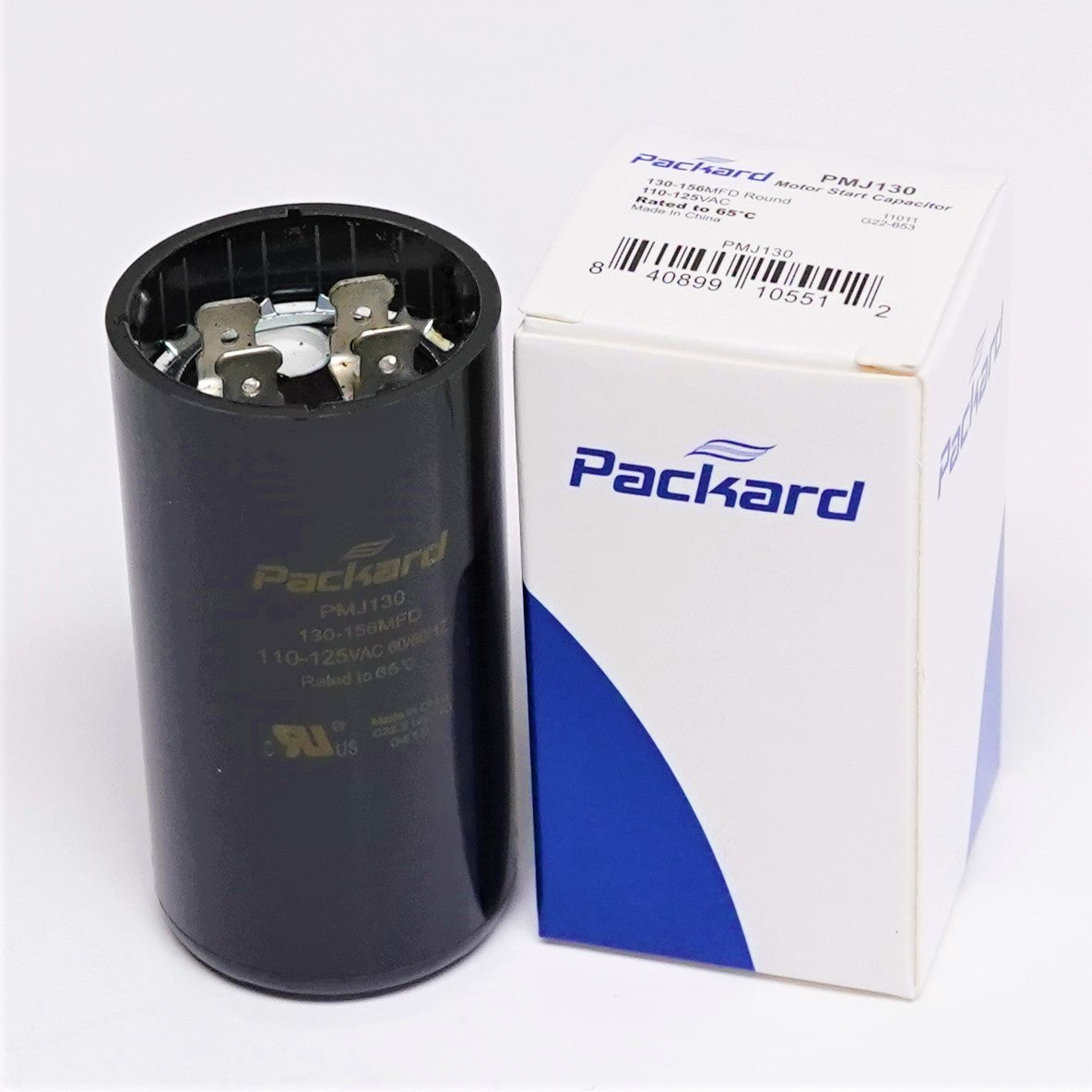Packard PMJ130 Motor Start Capacitor 130-156 MFD UF / 110-125 VAC