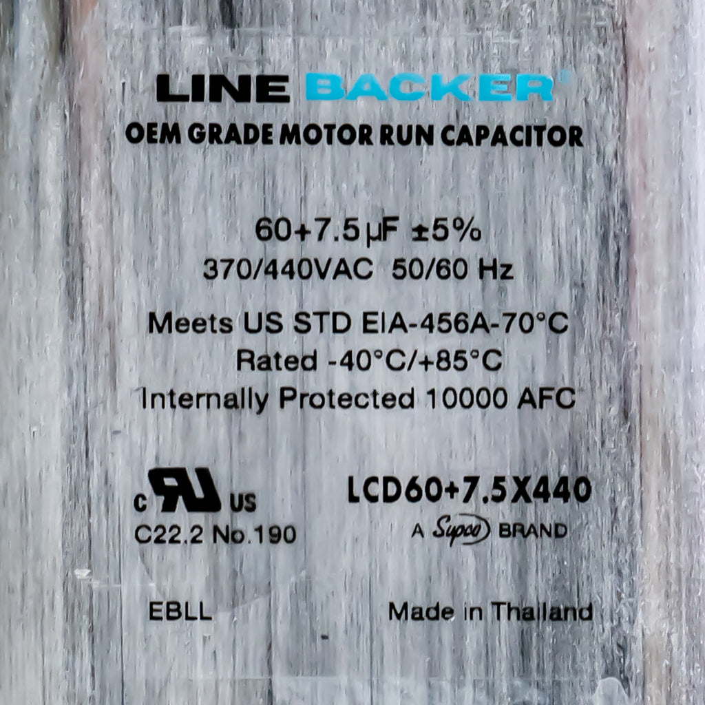 Supco Capacitor Oval Dual Run 60 + 7.5 uf mfd 370/440 Volts for HVAC Motors