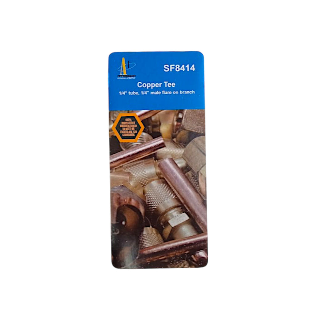 Supco SF8414 Copper Tee 1/4" Tube 1/4" Male Flare on Branch