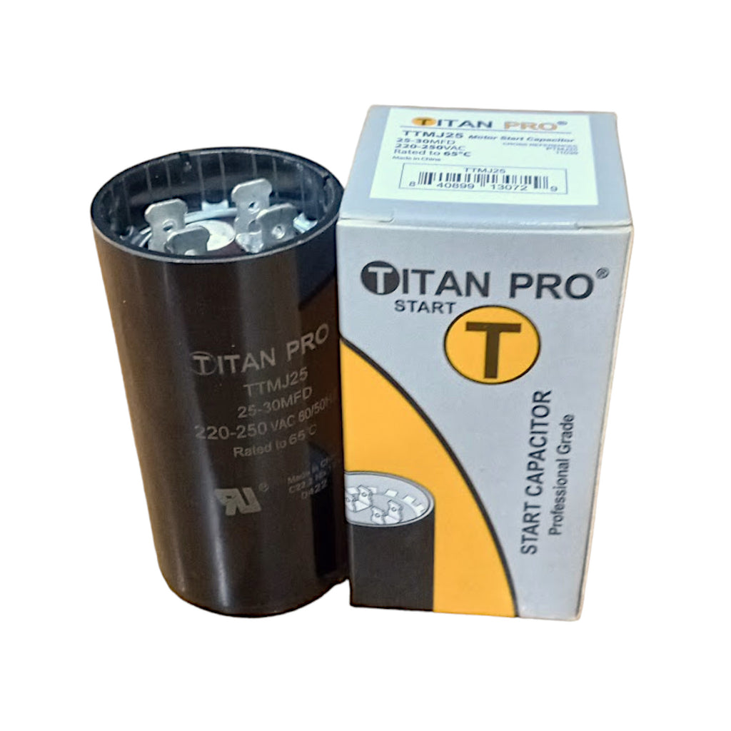 Titan Pro TTMJ25 Motor Start Capacitor 25-30 MFD UF / 220-250 VAC