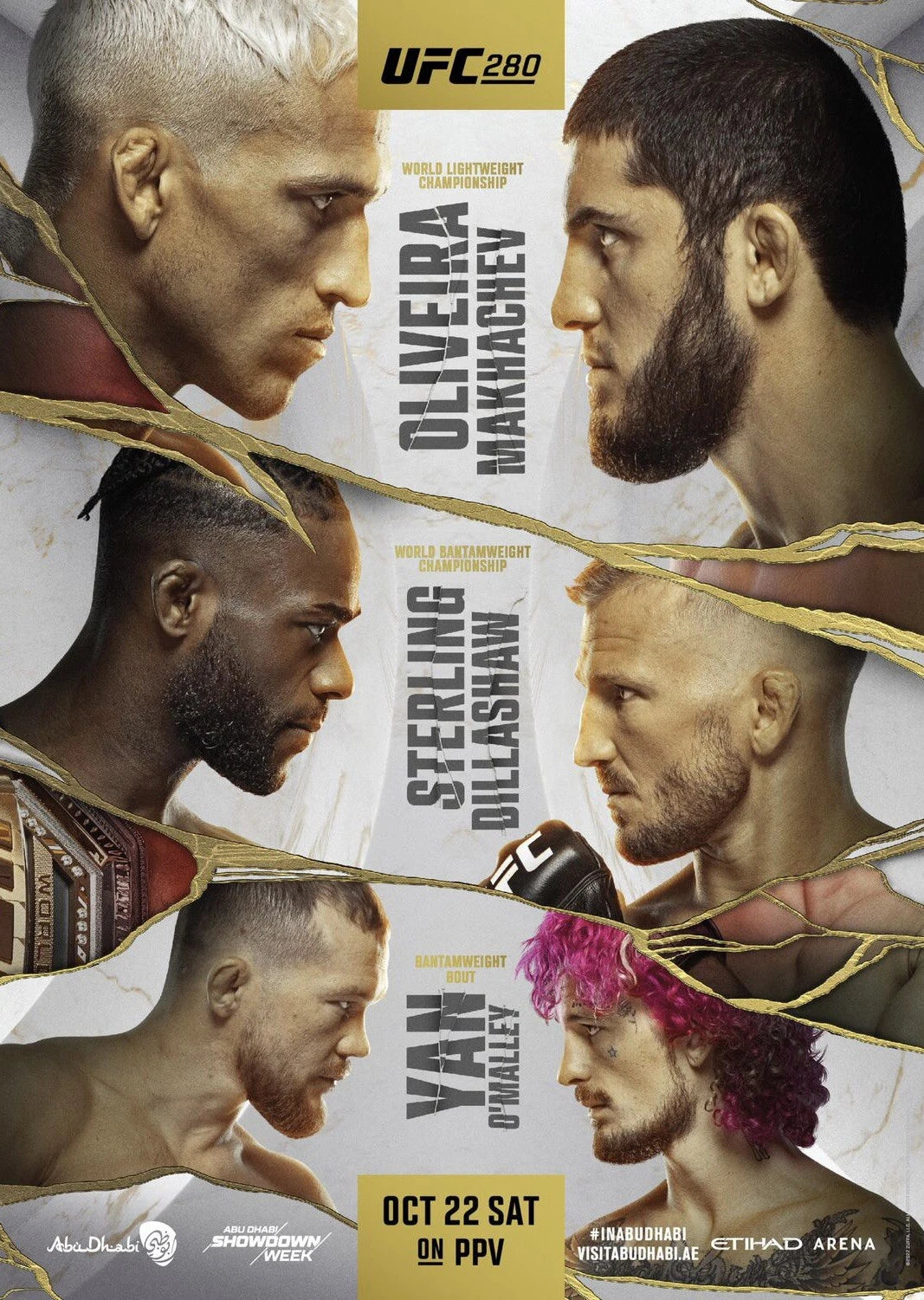 UFC 280 Carlos Oliveira Sean O'Malley TJ Dillashaw Yan 11x16 - Poster | Canvas Wall Art Print