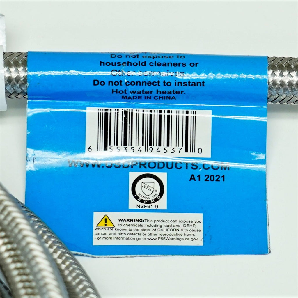 Ice Maker 25 FT Braided Stainless Steel Water Connector 1/4" x 1/4" Compression
