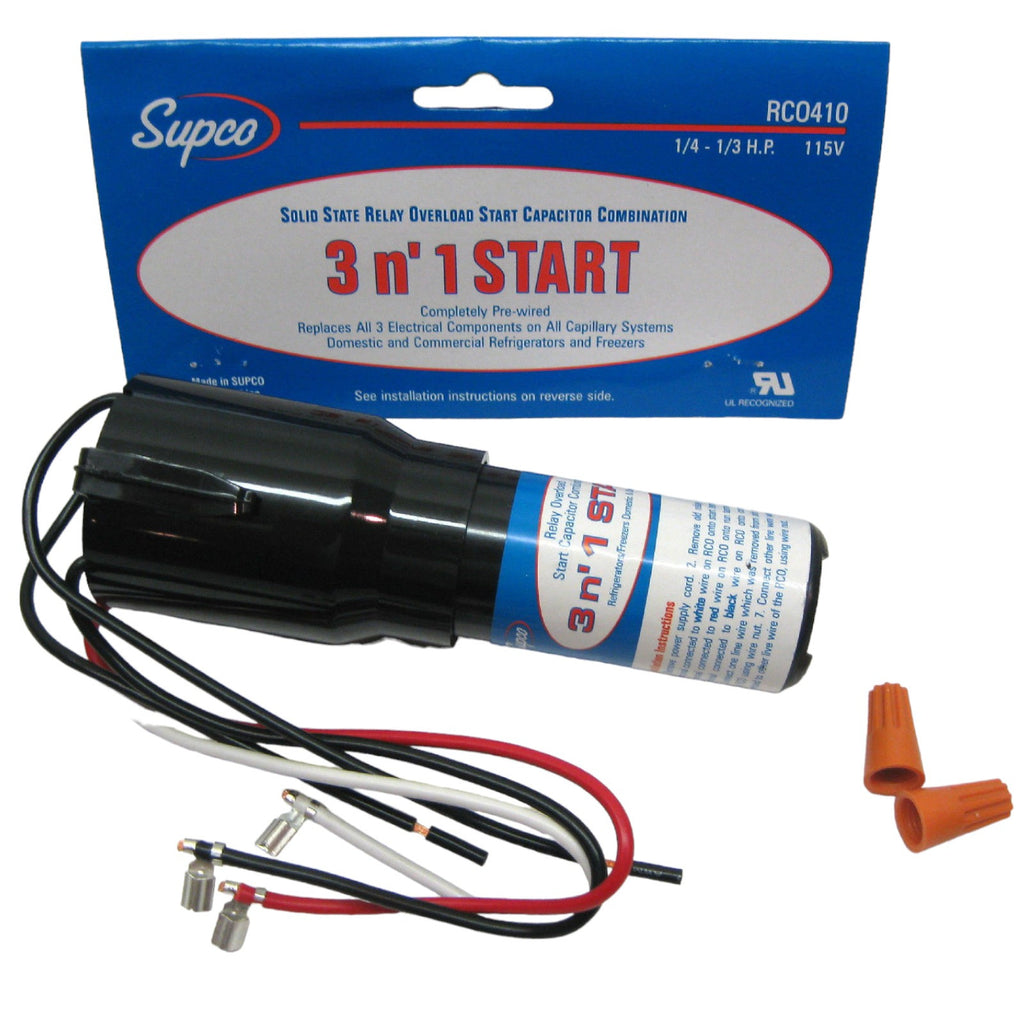 RC0410 SUPCO Refrigerator Relay Overload Start Run Capacitor 1/4 1/3 HP 3 n' 1