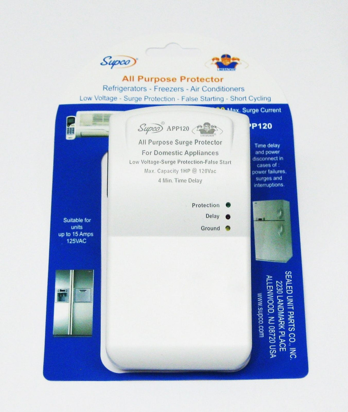 Supco All Purpose Appliance Refrigerator A/C Surge Protector 120V APP120