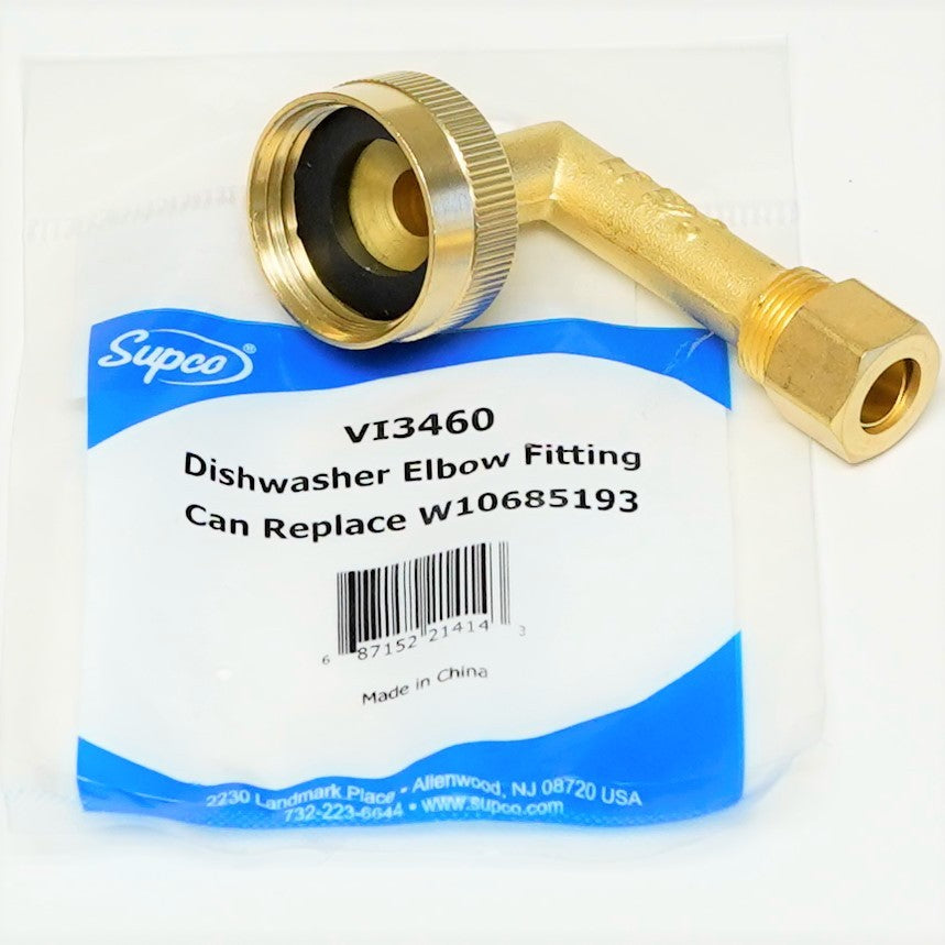 Dishwasher Elbow Connector Garden Hose Fitting VI3460 for Whirlpool W10685193
