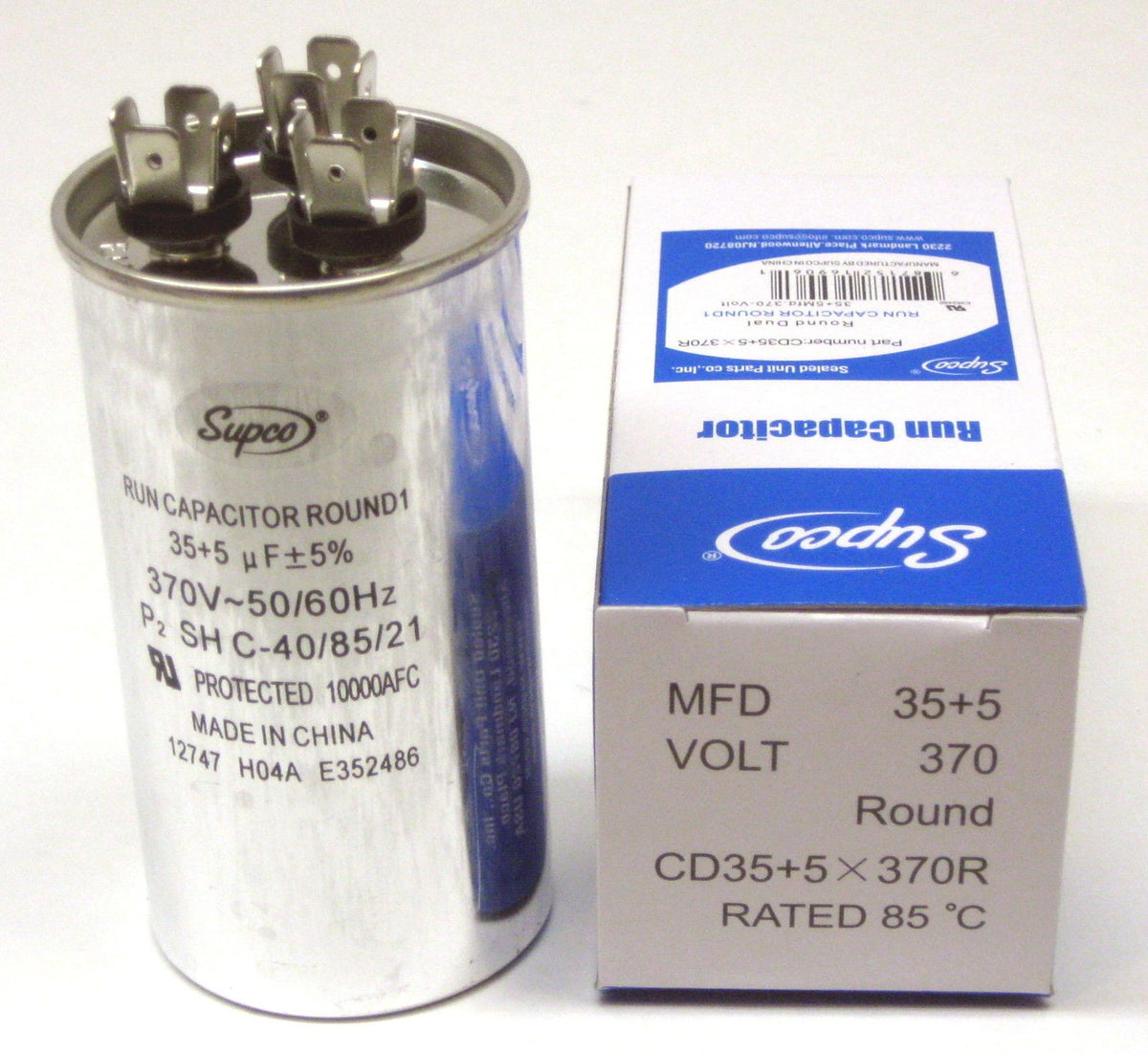 Air Conditioning HVAC Round Dual Motor Run Capacitor 35 + 5 MFD 370 Volt