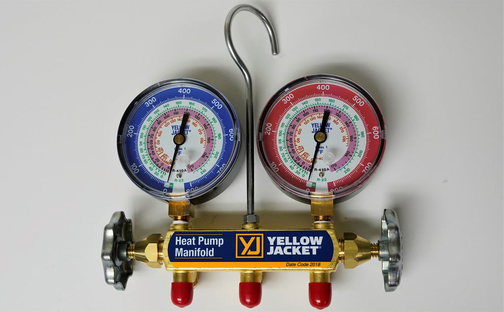 Yellow Jacket 42044 Heat Pump Charging Manifold with 60" Black Plus 1/4" Hoses,