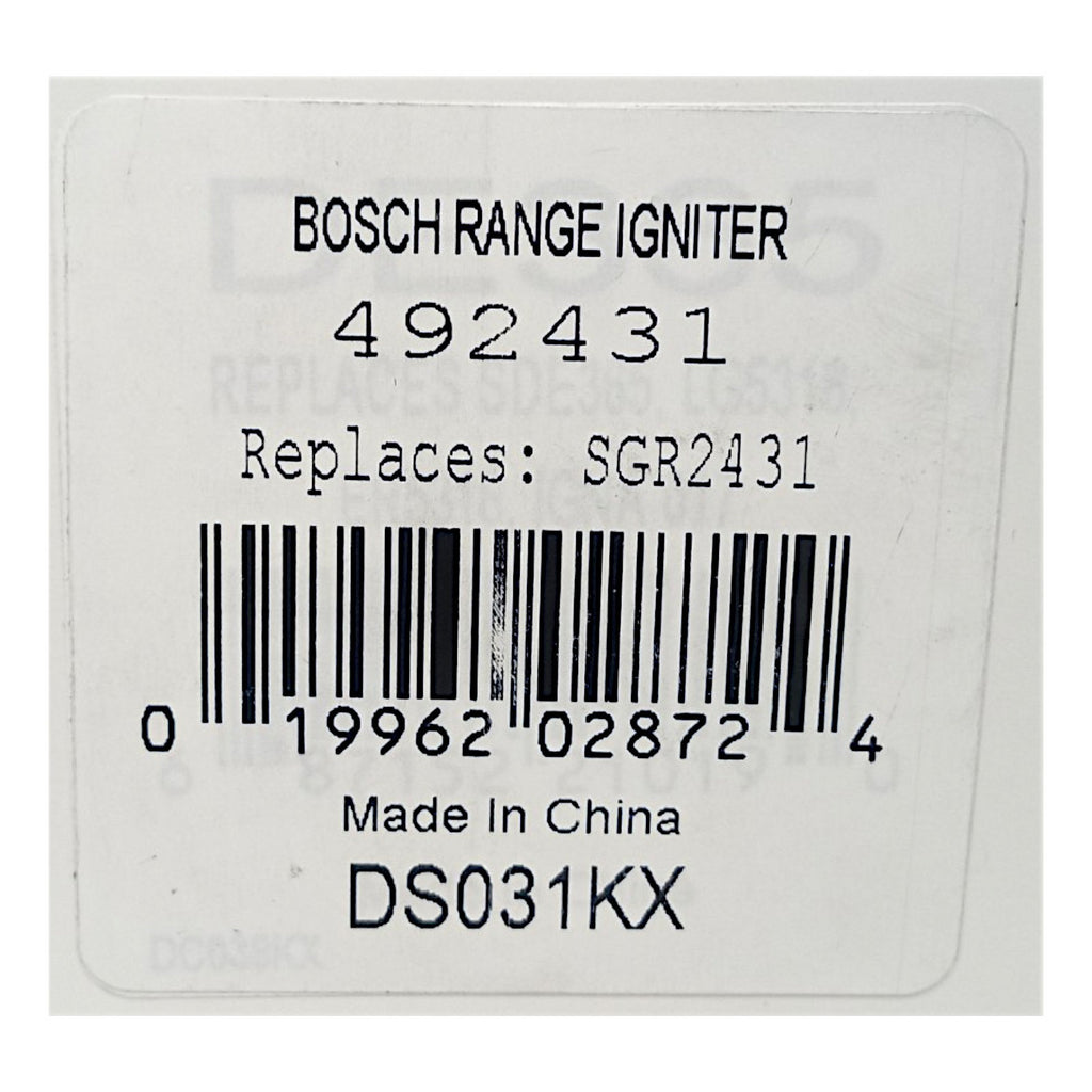 SGR2431 Range Oven Ignitor for Bosch 00492431 492431 AP3674290 PS8722793