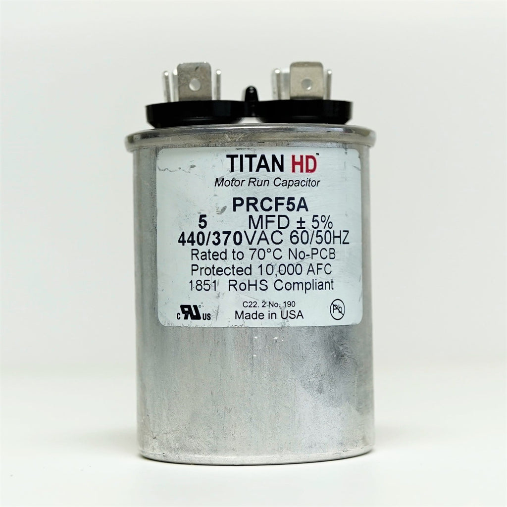 TitanHD PRCF5A American-Made HVAC Round Motor Run Capacitor 5 MFD/UF 440 Volts