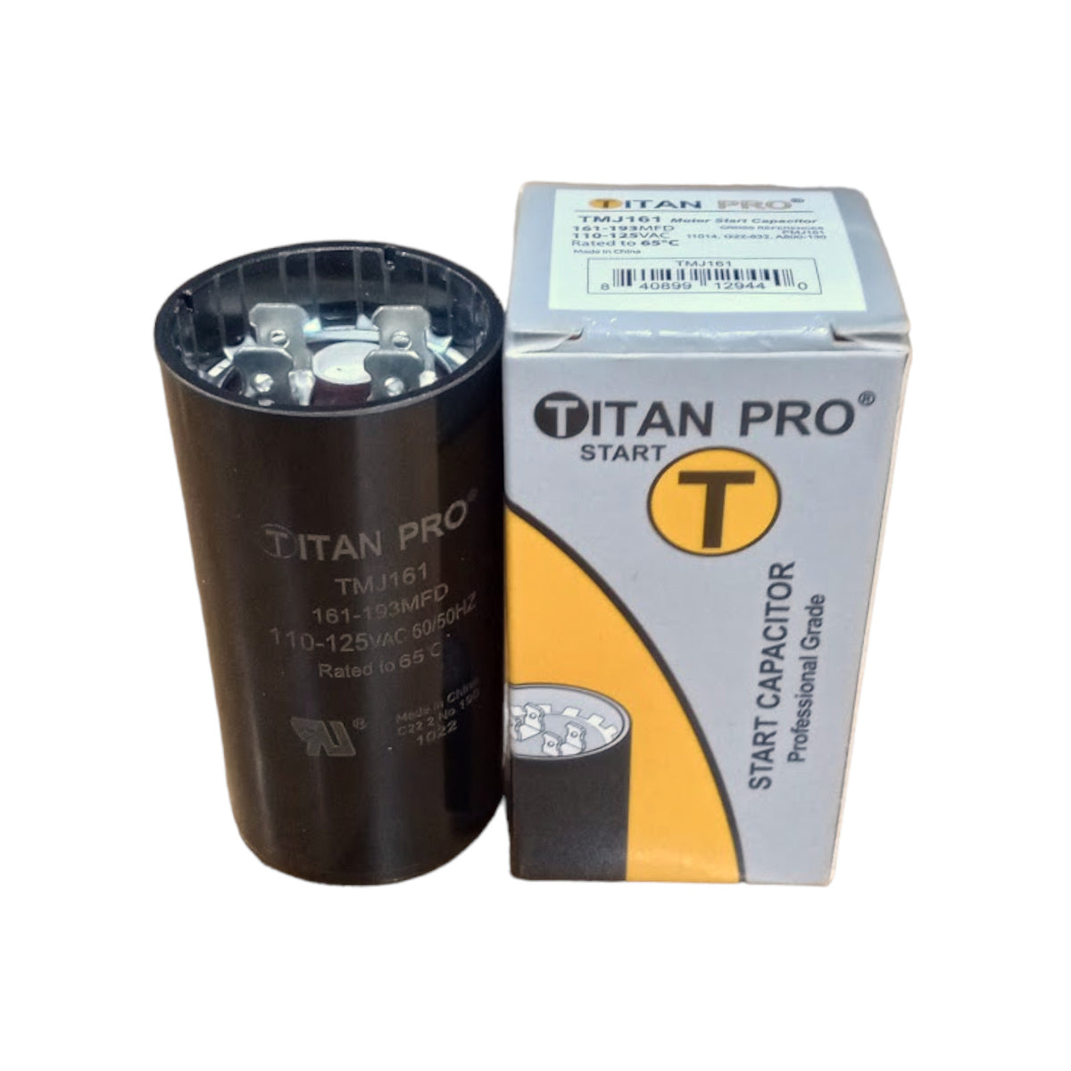 Titan Pro TMJ161 Motor Start Capacitor 161-193 MFD UF / 110-125 VAC