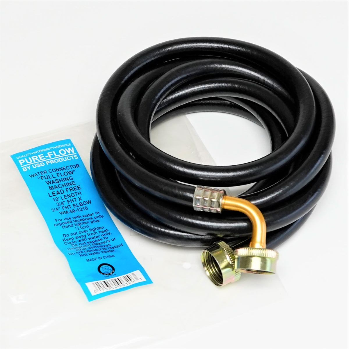 10' Washing Machine Fill Hose with Ell Elbow Lead Free