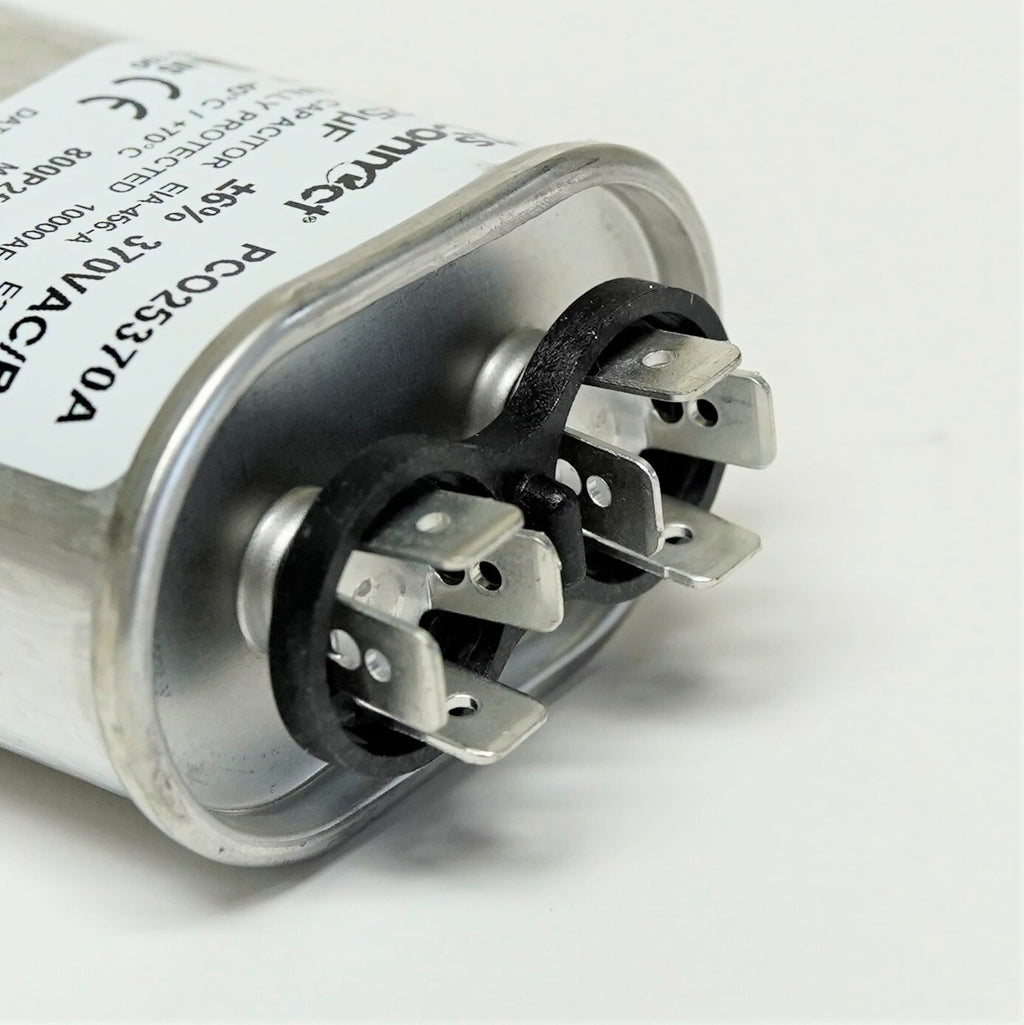 USA Run Capacitor 25 mfd (uf) 370 Volt Oval American Made PartsConnect PCO25370A