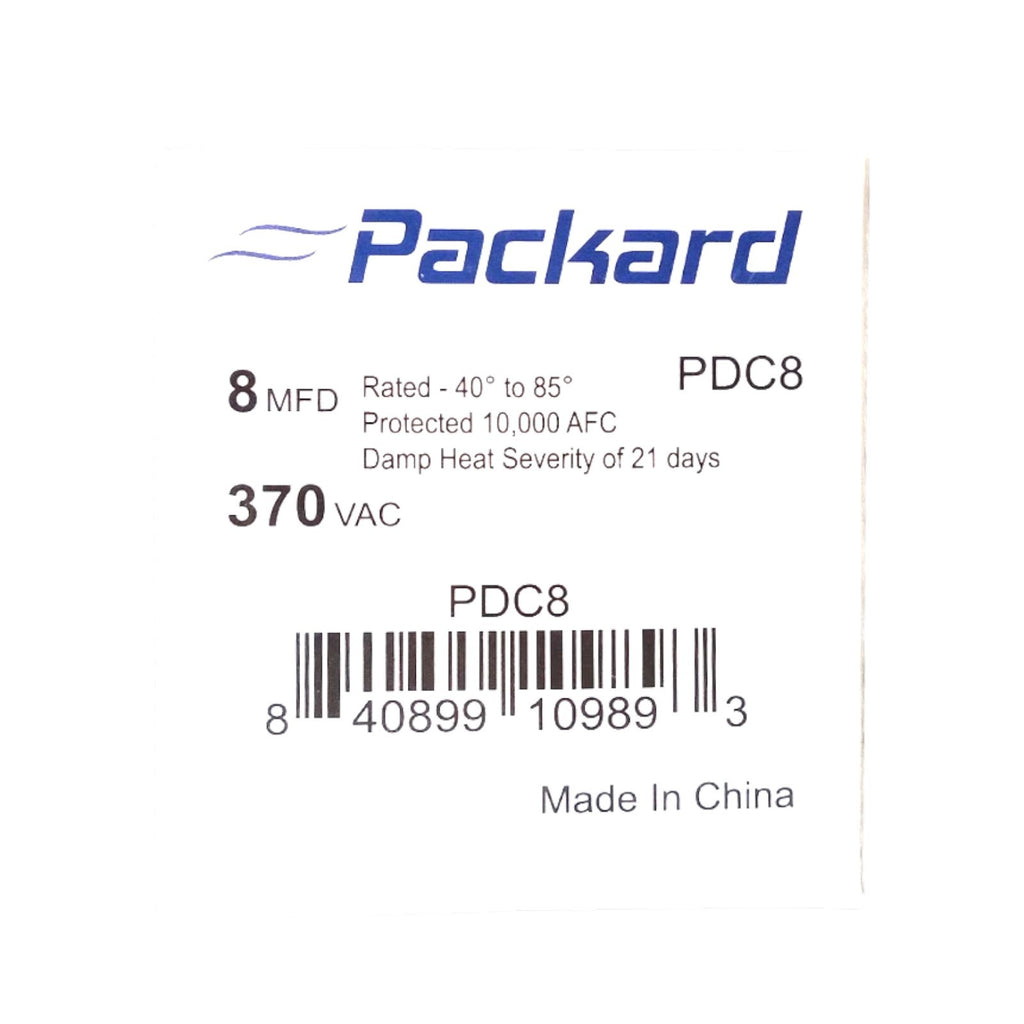 Packard PDC8 HVAC Dry Motor Run Capacitor. 8 MFD/UF 370 Volts