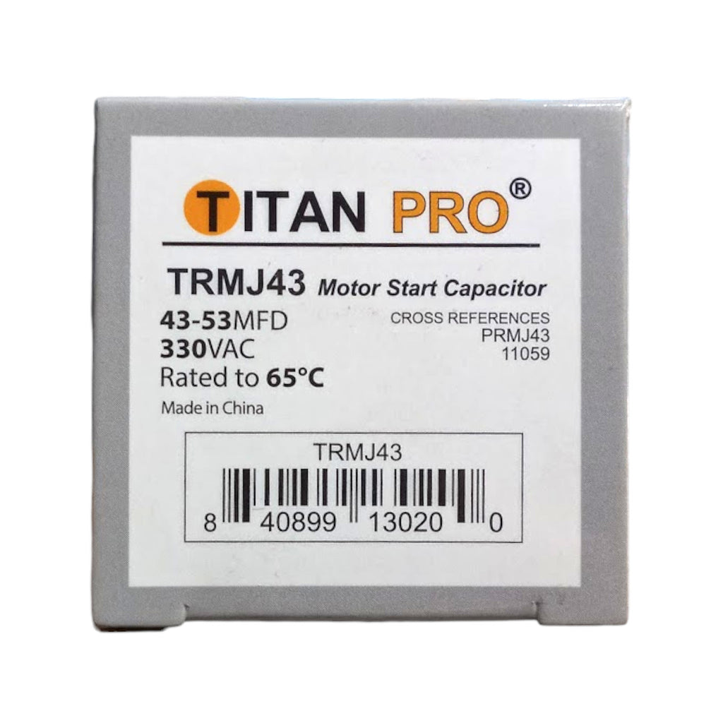 Titan Pro TRMJ43 Motor Start Capacitor 43-53 MFD UF / 330 VAC