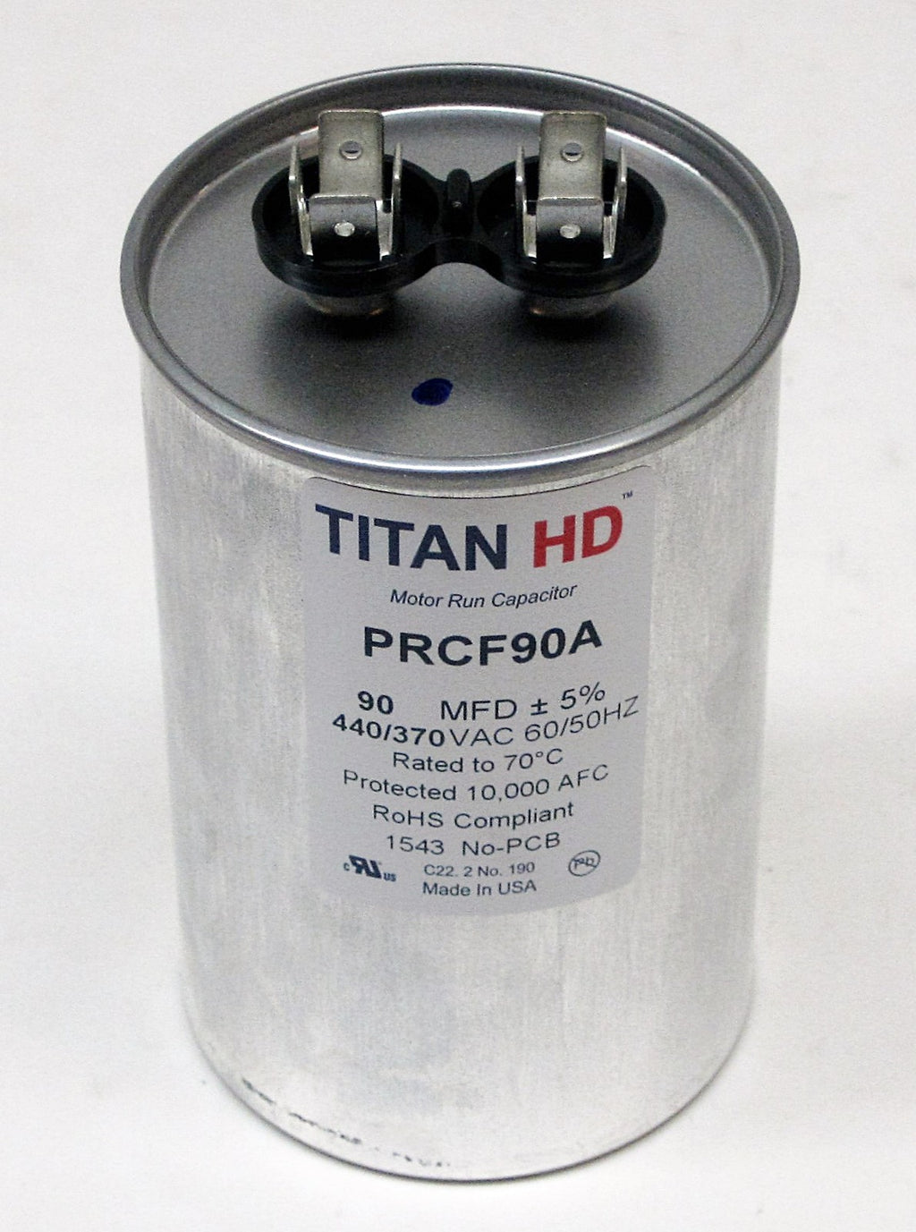 TitanHD PRCF90A American-Made HVAC Round Motor Run Capacitor. 900 MFD/UF 440