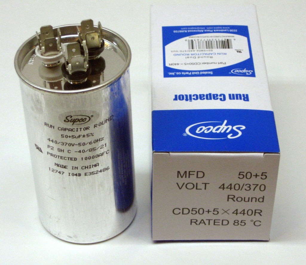 Air Conditioning HVAC Round Dual Motor Run Capacitor 50 + 5 MFD 440 Volt