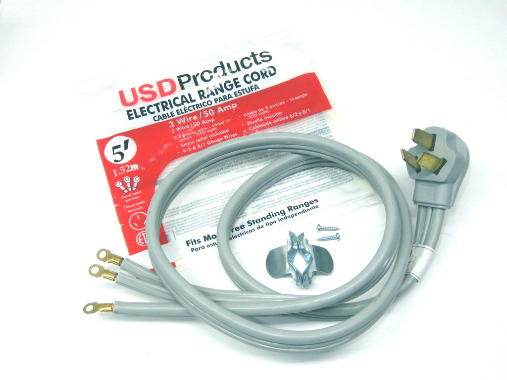 Range Oven Electric Power Cord 3 Prong Wire 50 Amp 5' Foot Heavy Duty