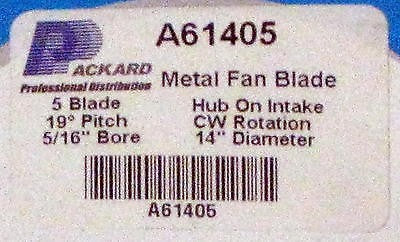 A61405 Metal Fan Blade 14" Diameter 5 Blades 5/16" Bore Hub CW 19 Degree Prop