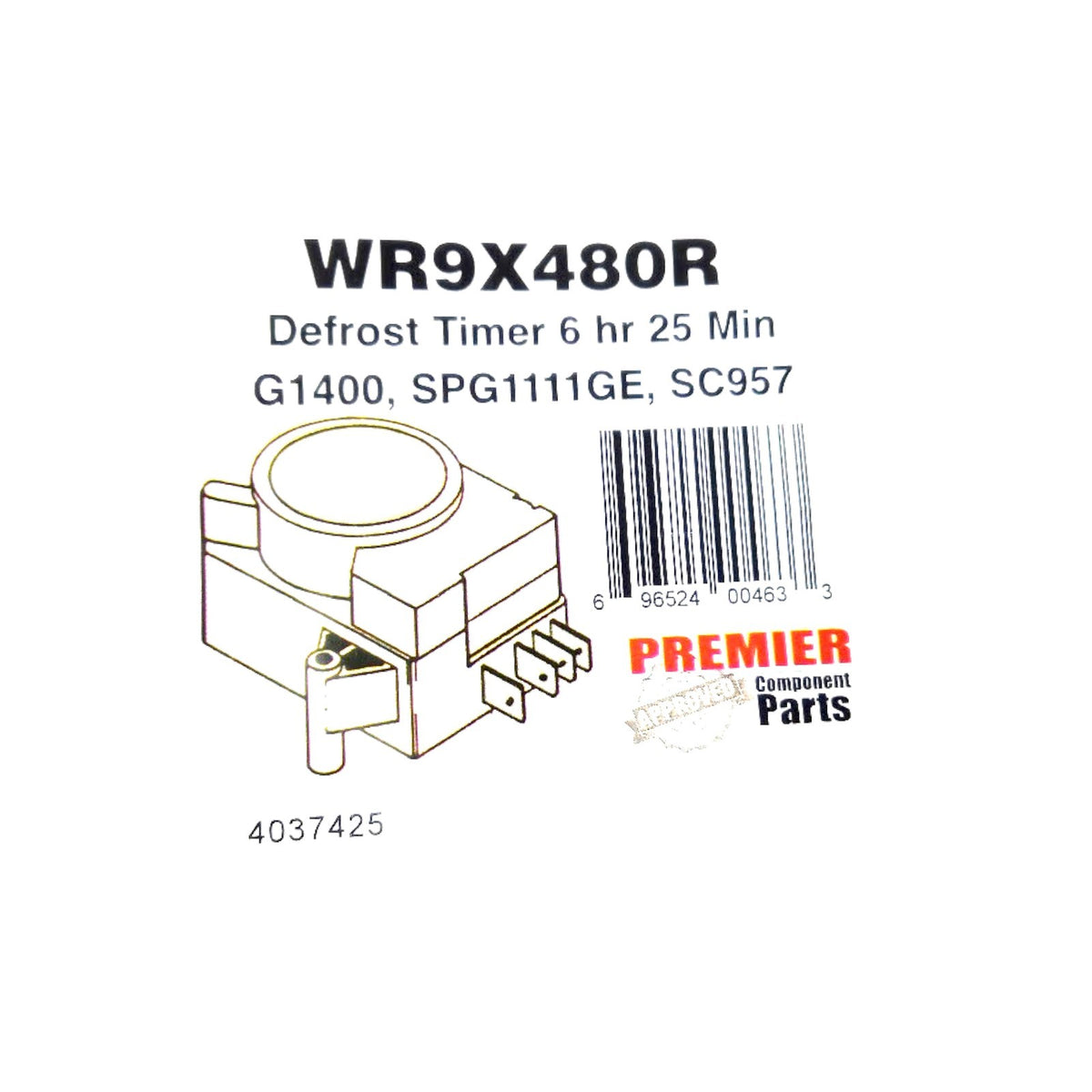 Premier Component Refrigerator Defrost Timer Control for GE WR9X480