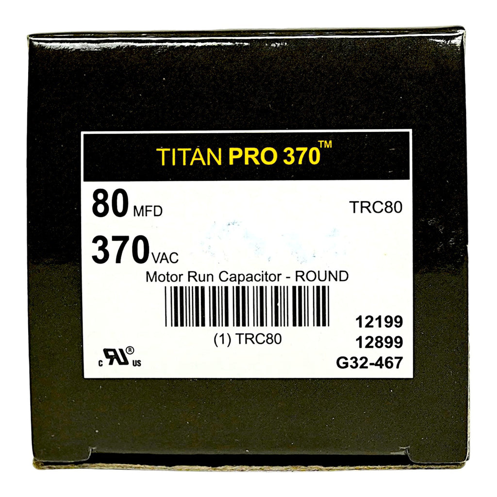 TitanPro TRC80 HVAC Round Motor Run Capacitor. 80 MFD/UF 370 Volts
