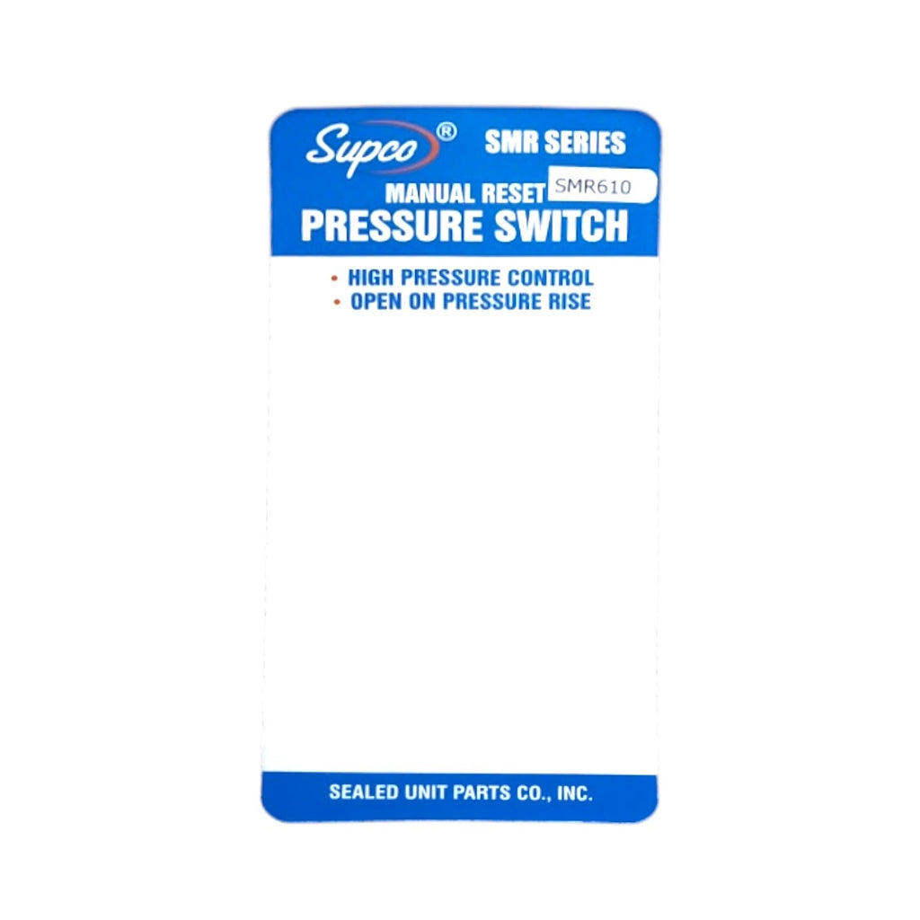 Supco SMR610 High Pressure Switch Manual Reset 610 PSI HVAC Refrigeration.