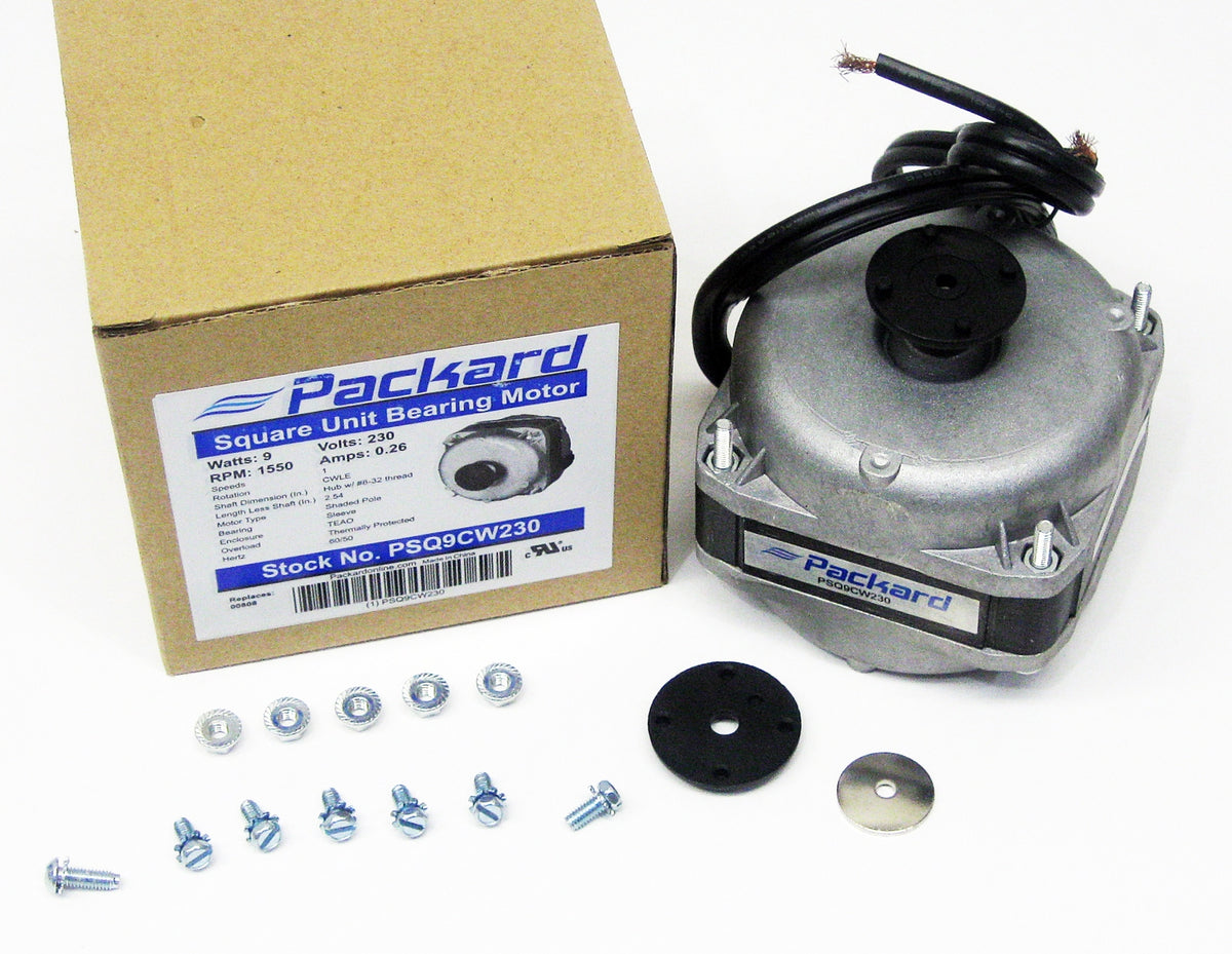 Square Shaded Pole Unit Bearing Motor 9 Watts, 230 Volts, 1550 RPM PSQ9CW230