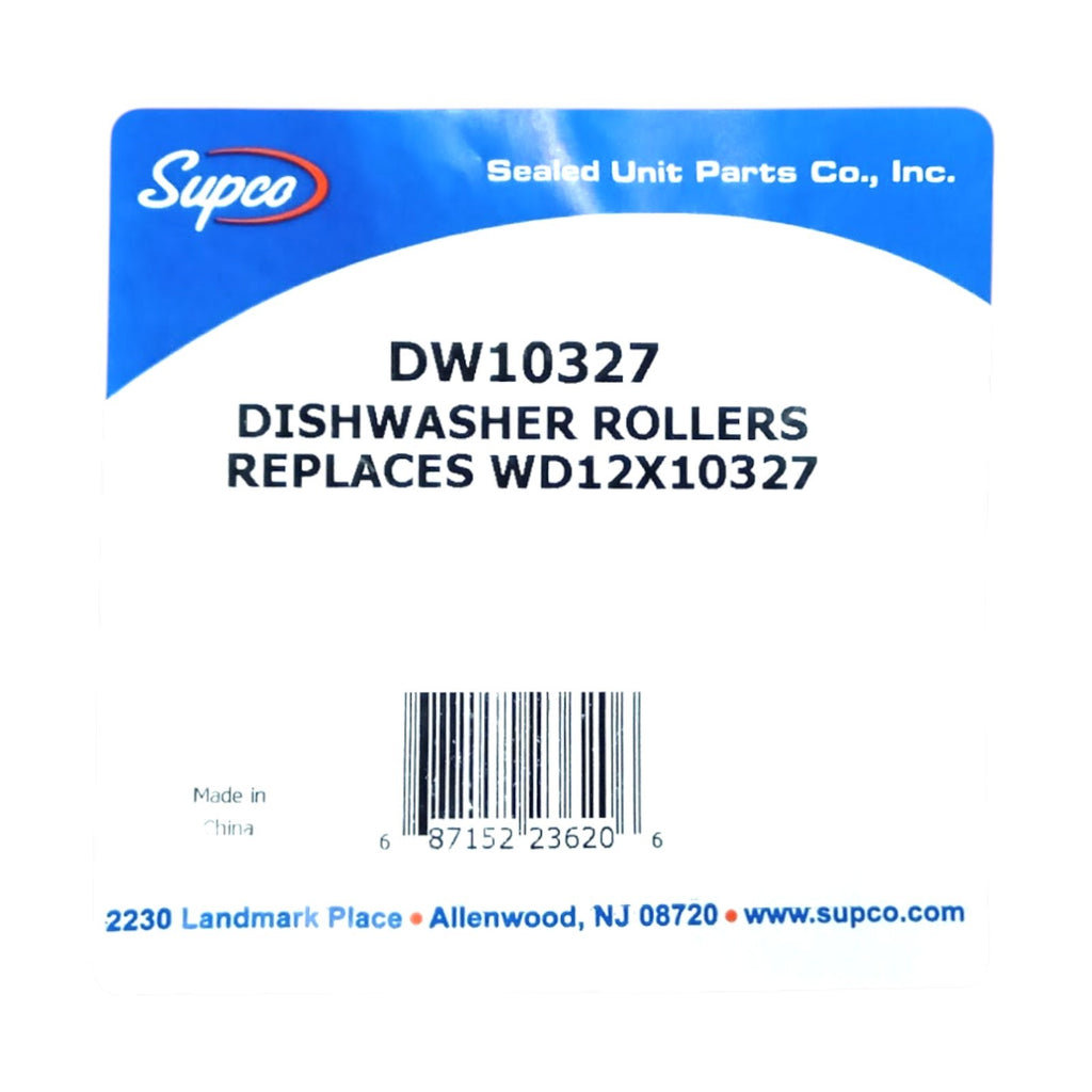 Supco DW10327 Dishwasher Upper Rack Roller Kit 4 Per Package for GE WD12X10327
